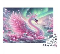 Fantasía del Cisne Rosa Puzzles 1000 Piezas Papel Reciclado para Adultos Puzzle para Adultos Juego Familiar Divertido y desafiante Excelente Idea de Regalo para la Creatividad 70x50cm/1000pcs