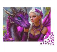 Fantasía del dragón púrpura 1000 Piezas Papel Ecológico Rompecabezas Premium Niños Principiantes Desafío Juego Educativo Regalos 52x38cm/1000pcs