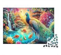 Fantasía del Pavo Real Rompecabezas 1000 Piezas Familias Adultas, Cartón Reciclado Premium, Arte Natural Vibrante Pavo Real, Decoración Mural, Regalo Navideño, Reto Cerebral, 70x50cm