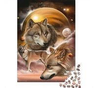 Fantasía Espacial Lobo Rompecabezas 1000 Piezas Acertijos Inteligentes Decoración Familiar Adultos Papel Regalo Hombre Mujer Navidad 52x38cm/1000pcs