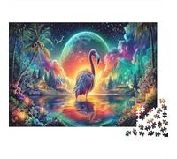 Fantasía Flamenco Rompecabezas de Papel Grueso de Flamenco en Lago cósmico por la Noche, Pack para Personas Mayores, Regalo de Amigo Invisible de Entrenamiento Cerebral 38x26cm/1000 Piezas