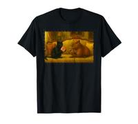 Fantasía Gato Negro Y Capibara Comer Donuts Amante De Animales Camiseta