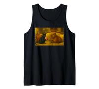 Fantasía Gato Negro Y Capibara Comer Donuts Amante De Animales Camiseta sin Mangas