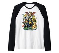Fantasía Gatos Magos Hada Medieval RPG Gamer Cat Lover Camiseta Manga Raglan