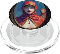 Fantasía Gótica Hermosa Mujer Gótica Capa Roja Esqueleto PopSockets PopGrip para MagSafe