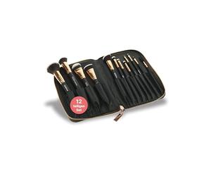 Fantasia - Juego de pinceles (12 unidades, con bolsillo con cremallera), color negro