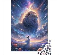 Fantasía León Cielo Estrellado 1000 Piezas Stock De Cartas Premium Paquete De Rompecabezas Entusiastas De Jigsaw Senior Descompresión Entrenamiento Decoración De Paredes 38x26cm/1000pcs