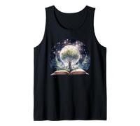 Fantasía Libro Árbol Luna Estrellas Cielo Noctur Camiseta sin Mangas