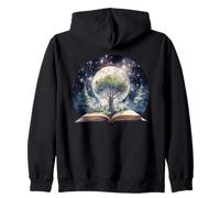 Fantasía Libro Árbol Luna Estrellas Cielo Noctur Sudadera con Capucha