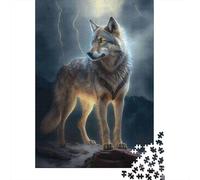 Fantasía Lobo de pie 1000 Piezas Stock De Cartas Premium Rompecabezas Premium Fans De Adolescentes 12-18 Años Difícil Desafío Decoración De Paredes 52x38cm/1000pcs