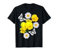 Fantasía Mariposa Blanca Margaritas Pensamientos Amarillo Formas Mania Camiseta