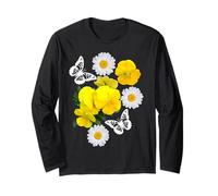 Fantasía Mariposa Blanca Margaritas Pensamientos Amarillo Formas Mania Manga Larga