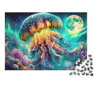 Fantasía Medusa Puzzle Difícil 1000 Piezas Adultos Medusa Aurora Luna Llena Cabañas Premium Grueso Vibrante Desafiante Alivio Estrés 52x38cm