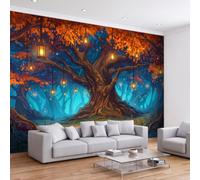 Fantasía Mysterious Cuento de Hadas - Papel pintado (350 x 256 cm) | Faroles árbol antiguo bosque camino papel pintado panorámico foto para sala de estar dormitorio espacio infantil oficina
