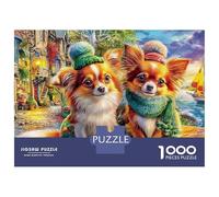 fantasía Perro ángel 1000 Piezas Rompecabezas Imposible Actividades Familiares Animales en la Ciudad Jigsaw Desafíos Difíciles para Regalo 70x50cm/1000pcs