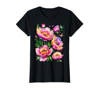 Fantasía Ramo De Amapolas Y Peonías Formas Mania Camiseta gráfica económica, Mujer, Negro, S