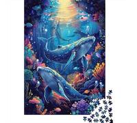 Fantasía submarina de Ballenas 1000 Piezas Cartón Extra Grueso Rompecabezas Conjunto Pareja Socios Entrenamiento De Concentración Idea De Regalo 38x26cm/1000pcs