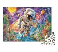 Fantasía Vibrante Ciudad Canal Rompecabezas 1000 Piezas Familia, Cartón Reciclado Resistente, Impresión Astronauta y Galaxia, Decoración Interior, Ocio en Casa, Reto Mental, 70x50cm