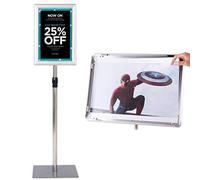 FANTASK A4 - Juego de 2 soportes para información, altura regulable y giratorio 360°, ideal para ferias, recepciones, tiendas, color plateado