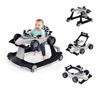 FANTASK Andador 4 en 1 con altura y velocidad ajustables, con caja de música, luz y ruedas, para bebés a partir de 6 meses, soporta 12 kg (gris)