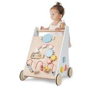 FANTASK Andador Montessori 7 en 1 de Madera con Espejo y Actividades | Correpasillos para Bebés de 1 año+ con Ruedas Antideslizantes, Juguetes de Motricidad y Almacenamiento, Regalo Ideal