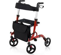 FANTASK Andador plegable y ligero con asiento, silla de descanso 2 en 1 y andador de viaje, 6 alturas de altura regulable