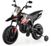 FANTASK Aprilia 12V Motocicleta Eléctrica Infantil 5,5-6 km/h, Motocicleta Infantil con Estabilizadores y Música y Faros, Rojo y Negro Motocicleta para Niños de 3 a 8 Años, Rojo