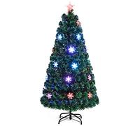 FANTASK Árbol de Navidad LED 150 cm con Fibra de Vidrio Que Cambia de Color | Árbol de Navidad artificial con punta de estrella y agujas de PVC para el hogar, oficina y tiendas, color verde