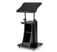 FANTASK Atril de pie Ajustable en Altura 50x40x72-112 cm con Tablero inclinable y Compartimentos Abiertos, Atril de pie y Sentado, Mesa Alta con Ruedas para Oficina (Negro)