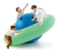 FANTASK Balancín Inflable para niños de 223 cm con 6 Asas integradas (Verde + Azul)