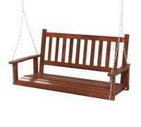 FANTASK Banco Colgante de Madera Maciza de 2 plazas, Columpio de jardín para Colgar, Columpio de jardín para Exteriores, soporta hasta 230 kg, para terraza, jardín, Patio y marrón, 136 x 67 x 63 cm