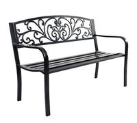 FANTASK Banco de jardín de Hierro Fundido, 127 x 60 x 85 cm, Banco de Hierro Fundido para 2-3 plazas, Banco de Hierro para jardín
