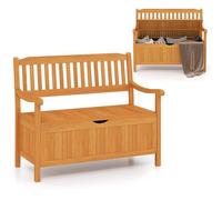 FANTASK Banco de jardín de Madera con Espacio de Almacenamiento, Banco de Almacenamiento para 2 plazas, Banco de balcón Exterior con Saco Interior extraíble, soporta hasta 360 kg