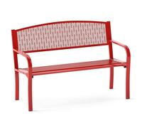 FANTASK Banco de jardín de Metal, 126 x 60 x 86 cm, Banco de Parque para 2-3 Personas, Banco de Hierro Fundido con Respaldo y reposabrazos, Banco de Metal Rojo, Duradero, fácil de Limpiar