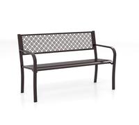 FANTASK Banco de jardín de Metal, 127 x 59 x 82 cm, Banco de Parque para 2-3 Personas, Banco de Hierro Fundido con Respaldo y reposabrazos, Banco de Metal marrón, Duradero, fácil de Limpiar