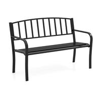 FANTASK Banco de jardín de Metal, 127 x 59 x 85,5 cm, Banco de Parque para 2-3 Personas, Banco de Hierro Fundido con Respaldo y reposabrazos, Banco de Metal, Duradero, fácil de Limpiar, Color Negro