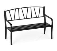 FANTASK Banco de jardín de Metal, 128 x 60 x 86 cm, Banco de Parque para 2-3 Personas, Banco de Hierro Fundido con Respaldo y reposabrazos, Banco de Metal, Duradero, fácil de Limpiar