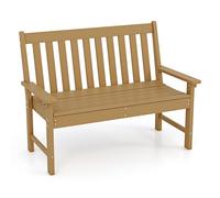 FANTASK Banco de jardín Resistente a la Intemperie, soporta hasta 320 kg, Banco de Parque para Todo Tipo de climas, HDPE (Teca)