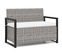FANTASK Banco de ratán con Espacio de Almacenamiento, Resistente a la Intemperie, para jardín, balcón y terraza, con cojín, soporta hasta 360 kg, 117 x 62 x 85 cm