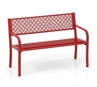 FANTASK Banco de terraza para 2 Personas, Banco de Metal con Respaldo y reposabrazos, Banco de jardín de Metal, 127 x 59 x 82 cm