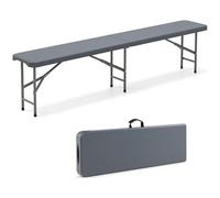 FANTASK Banco Plegable, para Camping, de jardín, de plástico, con asa, 180 x 30 x 43 cm (Gris)