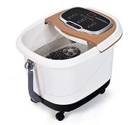 FANTASK Baño de pies con función de masaje, masajeador eléctrico con calefacción, ducha, control de temperatura, bolas de masaje shiatsu, máx. 48 °C, temporizador de 10-60 minutos, enrollable