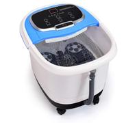 FANTASK Baño de pies con función de masaje, masajeador eléctrico con calefacción, ducha, control de temperatura, bolas de masaje shiatsu, máx. 48 °C, temporizador de 10-60 minutos, enrollable