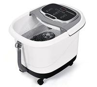 FANTASK Baño de pies con función de masaje, masajeador eléctrico con calefacción, ducha, control de temperatura, bolas de masaje shiatsu, máx. 48 °C, temporizador de 10-60 minutos, enrollable
