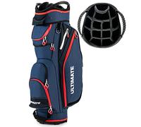 FANTASK Bolsa de Golf Ligera con Cubierta para la Lluvia, 14 divisiones de Compartimento para Raquetas, también para Uso, Negro y Rojo