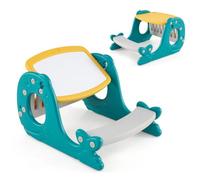 FANTASK Caballete infantil 4 en 1 con banco y pizarra blanca | Pizarra de pie de doble cara con tablero inclinable y estante, pizarra creativa para niños a partir de 1 año