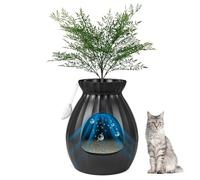 FANTASK Caja de Arena para Gatos, 50 x 50 x 59 cm, con Sistema electrónico de eliminación de olores, Estilo Maceta con Planta Artificial y guijarros, Caja de Arena Negra