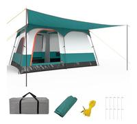 FANTASK Campingzelt Tunnelzelt Tienda de campaña, Verde, 3,2x2,1x1,8m (4-6 Personen)
