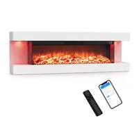 FANTASK Chimenea eléctrica 750 W/1500 W con Marco, 127 x 20,6 x 41,8 cm | Chimenea decorativa con luces laterales LED, efecto llama 3D y 12 colores de llama, control de aplicación