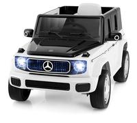 FANTASK Coche eléctrico para niños Mercedes-Benz, 12 V, vehículo eléctrico con Mando a Distancia de 2,4 G, Faros, música y claxon, Coche eléctrico para niños a Partir de 3 años (Blanco)